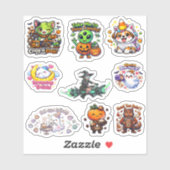 かわいいパステルちびハロウィンキャラクター シール (シート)