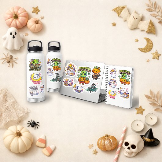 かわいいパステルちびハロウィンキャラクター シール