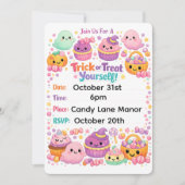 かわいいパステルちび幽霊ハロウィン 招待状 (正面)