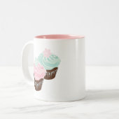 かわいいパステルによって曇らされるカップケーキ ツートーンマグカップ (正面左)