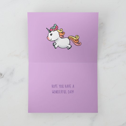 かわいいパステルのユニコーンのパターン誕生日カード カード (内部)