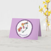 かわいいパステルのユニコーンのパターン誕生日カード カード (黄色い花)