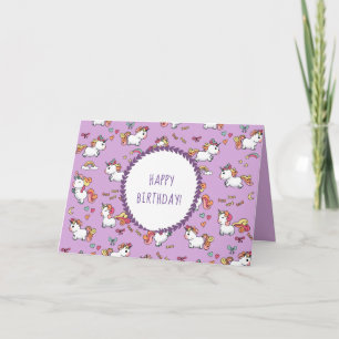 かわいいパステルのユニコーンのパターン誕生日カード カード