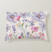 かわいいパステルの水色の花ピンクガーリー色 アクセントクッション (正面)