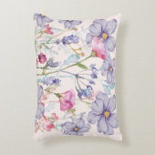 かわいいパステルの水色の花ピンクガーリー色 アクセントクッション (正面(垂直))