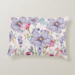 かわいいパステルの水色の花ピンクガーリー色 アクセントクッション