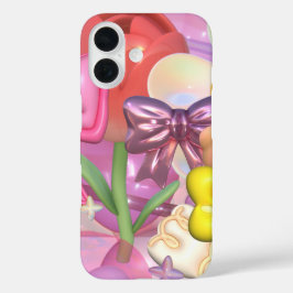 かわいいパステルの色バブリーのステッカー iPhone 16ケース