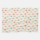 かわいいパステルアイスクリームスイーツパターン キッチンタオル (横)