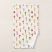 かわいいパステルアイスクリームスイーツパターン バスタオルセット (ハンドタオル)