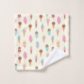 かわいいパステルアイスクリームスイーツパターン バスタオルセット (ウォッシュタオル)