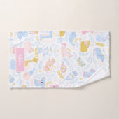 かわいいパステルアニマルモノグラムのガールピンクバスルーム バスタオルセット (ハンドタオル)