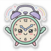 かわいいパステルアラーム時計 朝の勉強ステッカー シール (正面)