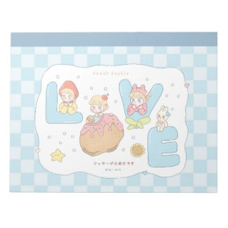 かわいいパステルアルファベットイラスト LOVE 💕🍓🐰 ノートパッド