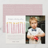 かわいいパステルイエローとピンクの写真の誕生日キャンドル サンキューカード (正面/裏面)