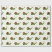 かわいいパステルイエローカタツムリ模様 ラッピングペーパー (フラット)