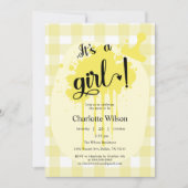 かわいいパステルイエロージンガム赤ちゃんシャワー 招待状 (正面)