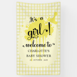 かわいいパステルイエロージンガム赤ちゃんシャワー 横断幕