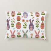 かわいいパステルイースターバニーと卵のシームレスなパターン アクセントクッション (裏面)