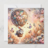 かわいいパステルイースターバニーエッグホットエアバルーン シーズンカード (正面)