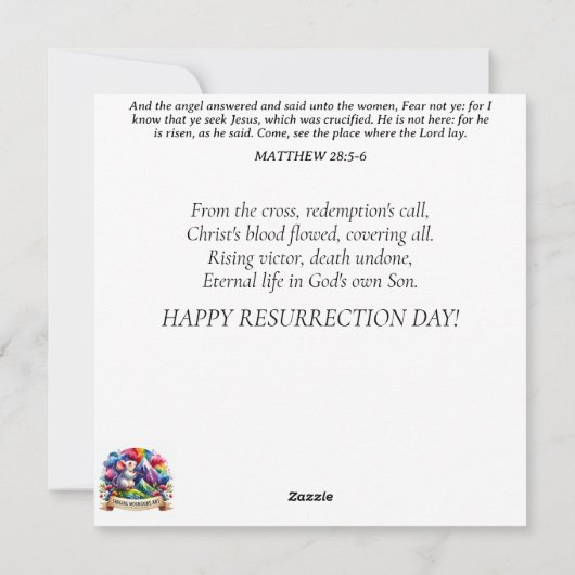 かわいいパステルイースターバニーエッグホットエアバルーン シーズンカード (裏面)