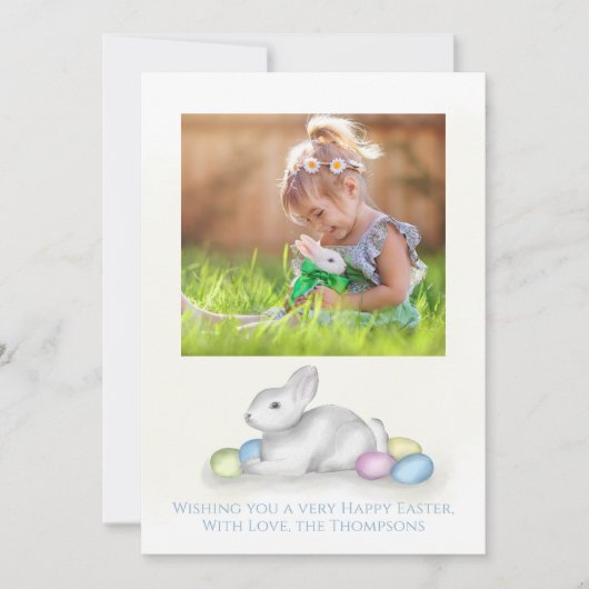 かわいいパステルイースターバニーシンプルクラシック写真 シーズンカード (正面)