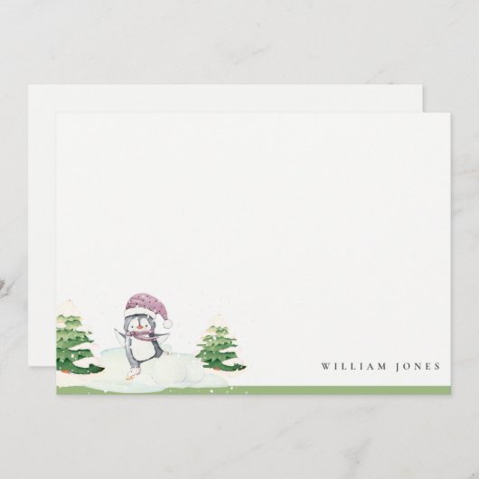 かわいいパステルウィンターペンギンキッズエイジ誕生日 ノートカード (正面/裏面)