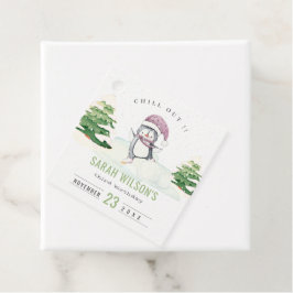 かわいいパステルウィンターペンギンキッズエイジ誕生日 フェイバータグ