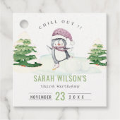 かわいいパステルウィンターペンギンキッズエイジ誕生日 フェイバータグ (正面)