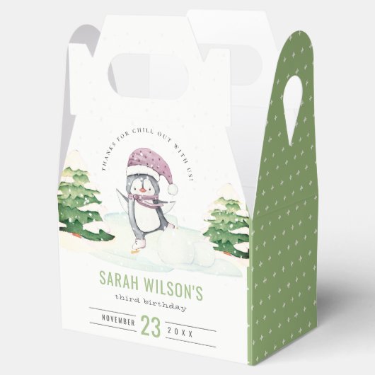 かわいいパステルウィンターペンギンキッズエイジ誕生日 フェイバーボックス (オープン)