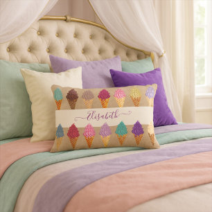 かわいいパステルウォーターカラーアイスクリームベビーガール子供部屋 アクセントクッション