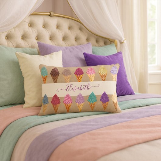 かわいいパステルウォーターカラーアイスクリームベビーガール子供部屋 アクセントクッション