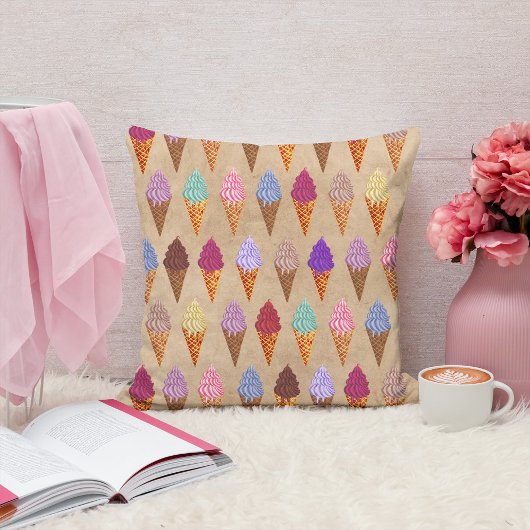 かわいいパステルウォーターカラーアイスクリームベビーガール子供部屋 クッション
