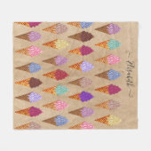 かわいいパステルウォーターカラーアイスクリームベビーガール子供部屋 フリースブランケット (正面(横))