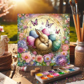 かわいいパステルウォーターカラースリーピーバニーイースターエッグ シーズンカード