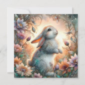 かわいいパステルウォーターカラーバニーフラワーイースター シーズンカード (正面)