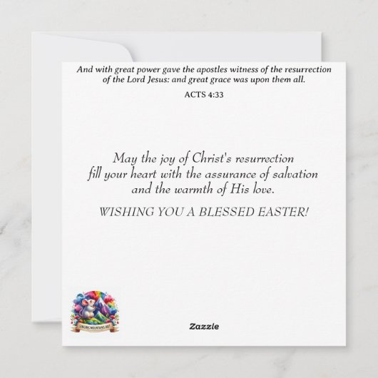 かわいいパステルウォーターカラーバニーフラワーイースター シーズンカード (裏面)