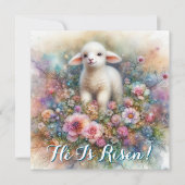 かわいいパステルウォーターカラーラム宗教的イースター シーズンカード (正面)