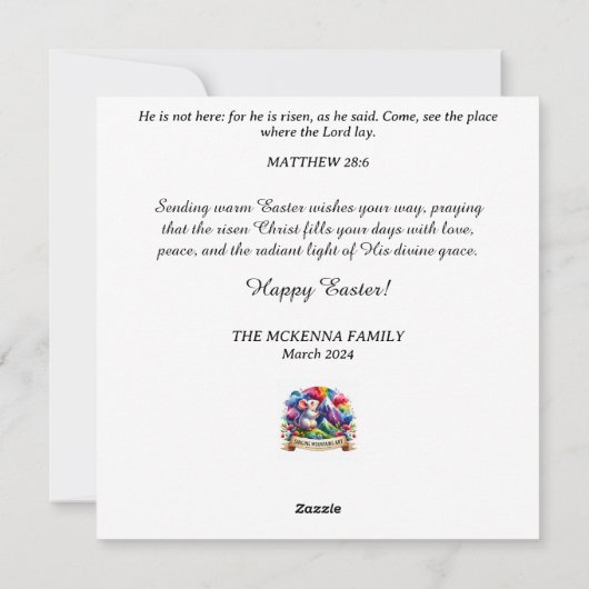 かわいいパステルウォーターカラーラム宗教的イースター シーズンカード (裏面)