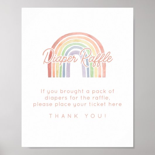 かわいいパステルウォーターカラーレインボーベビーおむつラッフル ポスター (正面)