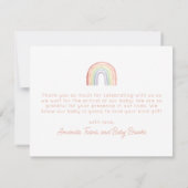 かわいいパステルウォーターカラーレインボーベビーシャワーフラット サンキューカード (裏面)