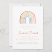 かわいいパステルウォーターカラーレインボーベビーシャワー 招待状 (正面)
