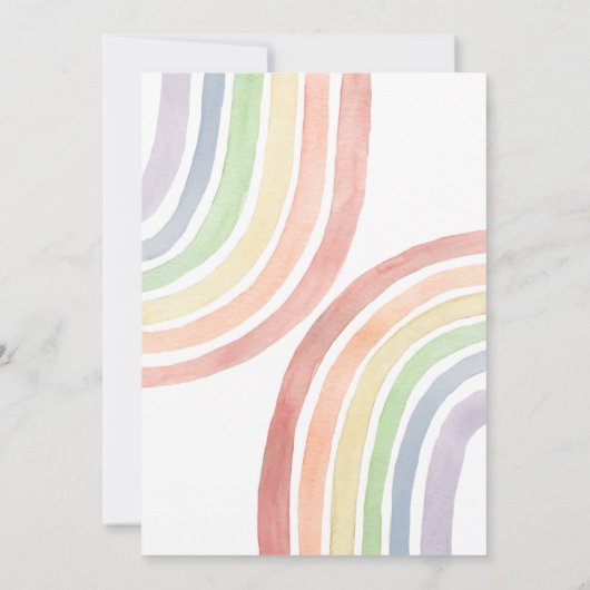 かわいいパステルウォーターカラーレインボーベビーシャワー 招待状 (裏面)