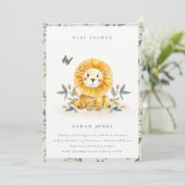 かわいいパステルウッドランドライオンの葉ベビーシャワー 招待状 (スタンド正面)