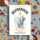 かわいいパステルエレファントサファリズーボーイウォータカラー 招待状