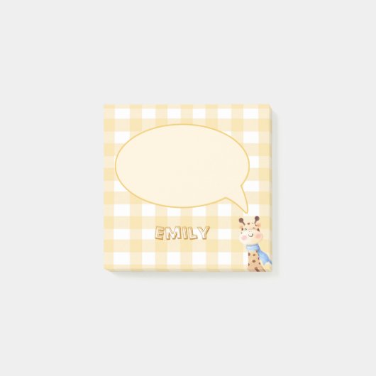 かわいいパステルオレンジギンガムパターンポストイットノート ポストイット (正面)