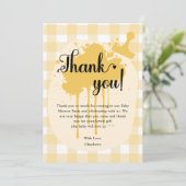 かわいいパステルオレンジジンガム赤ちゃんシャワー サンキューカード (スタンド正面)