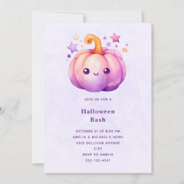 かわいいパステルカボチャのハロウィン 招待状
