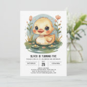 かわいいパステルカラーのあひるの誕生日 招待状 (スタンド正面)