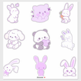かわいいパステルカラーのうさぎパンダステッカーセット シール