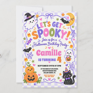 かわいいパステルカラーのおばけのハロウィンお誕生日会 招待状